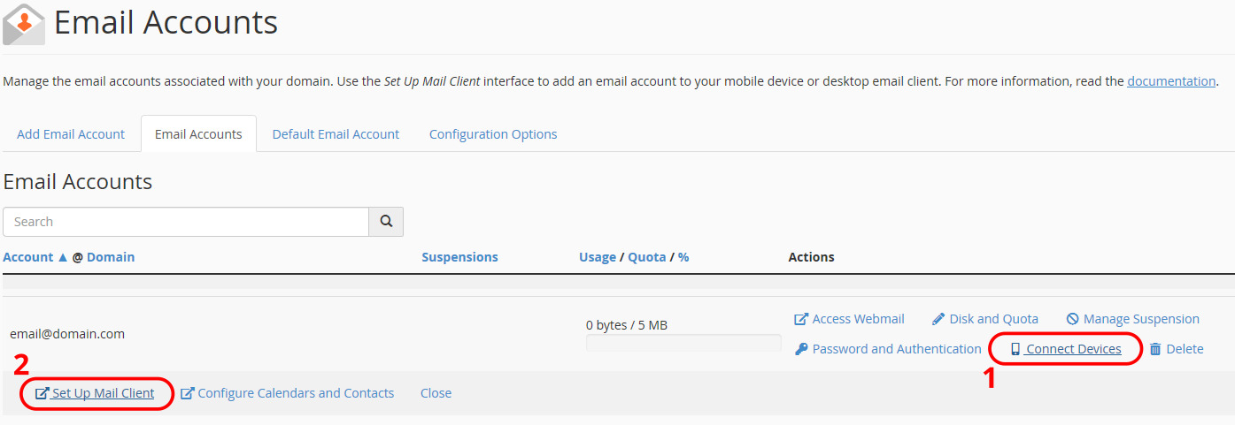 Navigate to 'Connect Devices' then follow the 'Set Up Mail Client' link